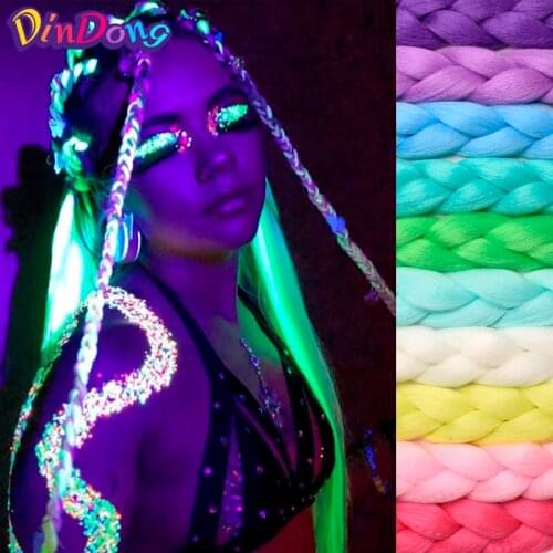 DinDong 24 inch Jumbo Braids Shining Hair in Night 100g Glowing Synthetic Soft Braiding Hair Extensions