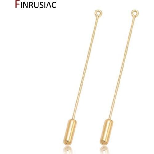 14K Real Gold Plated 65mm Safety Pins Stopper Loop Brooch Base for DIY Brooch Jewelry Making Supplies