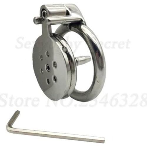 New Design Super Short Stainless Steel Male Chastity Device with Anti-off Ring Catheter,Cock Cage,Penis Rings,Sex Toys For Man