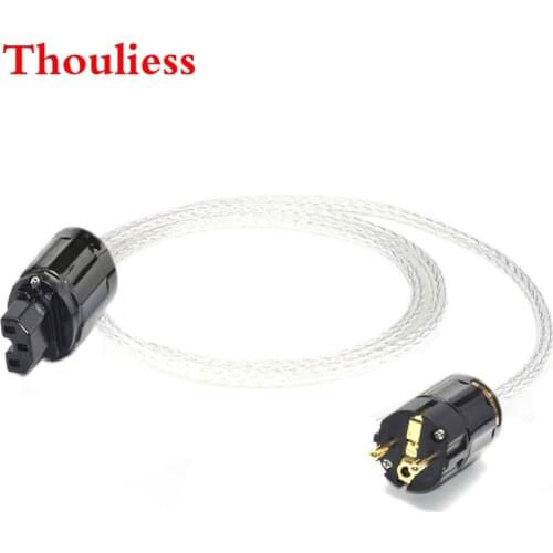 Thouliess 16core AG-7NOCC Twist Silver plated Audiophile European AC Power Cord Cable Hi-End Schuko US EU Gold plated Power Plug