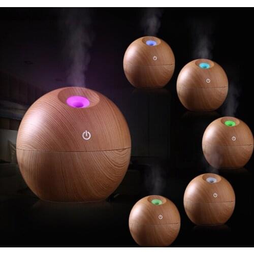 USB Wood Grain Essential Oil Diffuser 130ml Ultrasonic Humidifier Household Aroma Diffuser Aromatherapy Mist Maker with LED