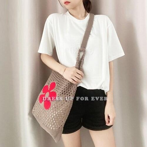 Womens Bag Knitting Wool Hollow Out Handbag Summer Flowerrs Small Fresh Versatile Large Capacity Student Korean Shoulder Bags