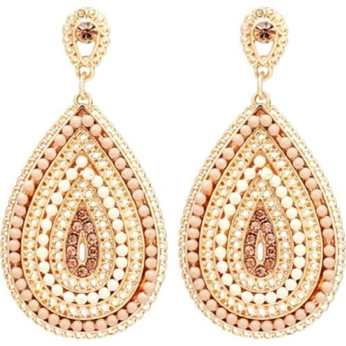 ORNAPEADIA Ethnic Style Drop-shaped Alloy Ladies' Earrings Summer Vacation Essential Crystal Earrings Earrings Fashion Jewelry