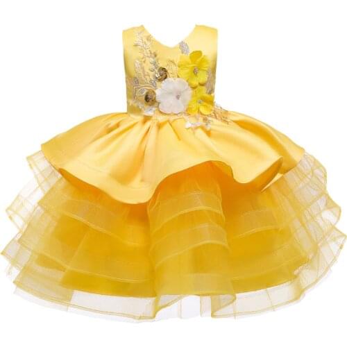 Winter dress girl Childrens princess dress hot sale girls multi-layer cake mesh fluffy vestidos performance clothing