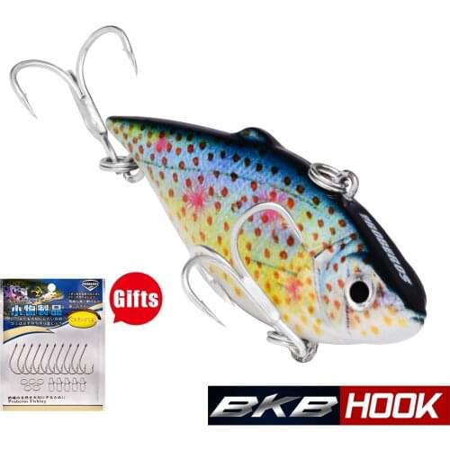 1pcs 6.4cm/8.6g 12-color ABS Crank VIB Lure Bait with Double 8#BKB Fishing Hook Fishing Tackle with Gift Accessories