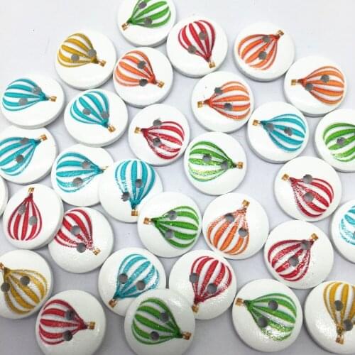1000pcs 15mm Mixed Balloons Patterns Wood Buttons Wedding Crafts Scrapbooking Round Sewing 2 Holes Accesory Embellishments