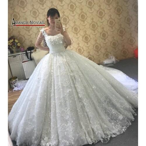 2022 Luxury Long Train Wedding Dress Full Beading Gelinlik Marriage Bridal Dress