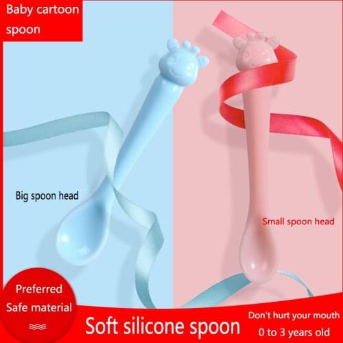 Baby silicone soft spoon set baby accessories silicone spoon baby learning and training childrens tableware supplies 4/2PCS