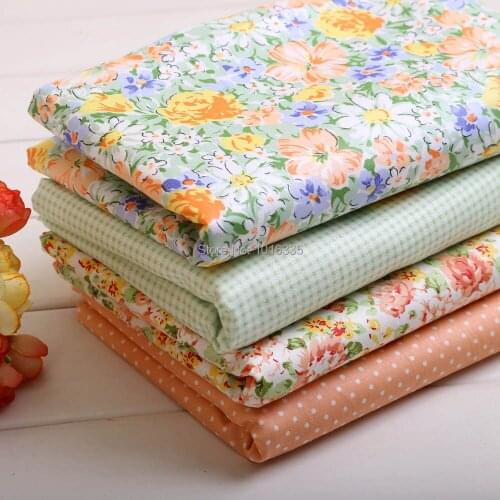 4 pcs 40cm*50cm green 100% Cotton Fabric For Sewing Fat Quarter Quilting Patchwork Tissue Tilda Doll Cloth Kids Bedding Textile