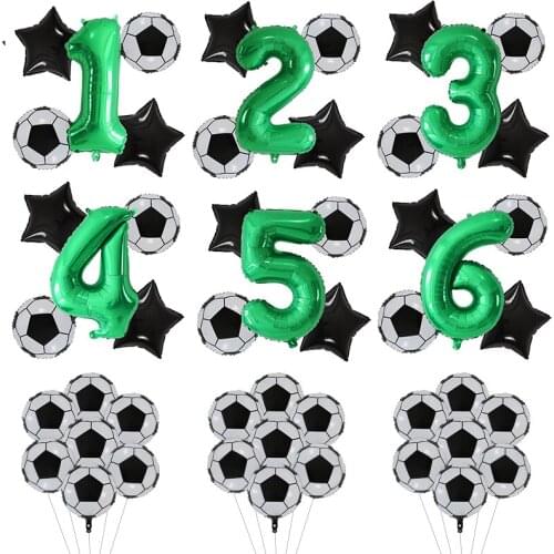 5pcs Helium Foil Globos Football Balloons Birthday Party Decorations Kids Boy World Cup Digit Number Ball Soccer Party Supplies