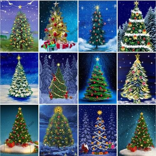 5D DIY Diamond Embroidery Christmas Tree Cross Stitch Kits Diamond Painting Landscape Cross Stitch Kits Crafts Home Decoration