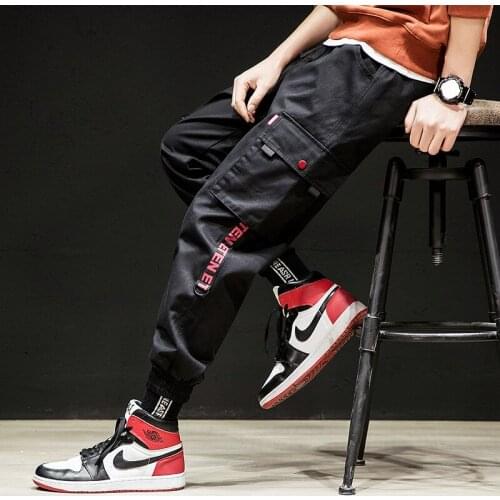 EL BARCO 2019 Cotton Casual Men Pencil Pants Black Grey Hip Hop Cargo Pants High Quality Khaki Long Streetwear Trousers Joggers