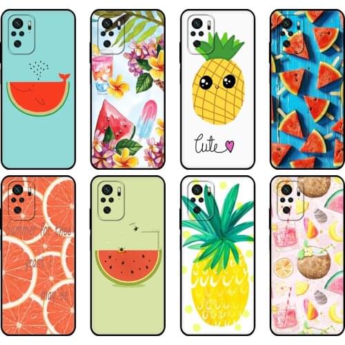 Black tpu Case For Xiaomi Redmi 9T Case Redmi Note 9T Note 10 Pro Case Summer fruit I love summer