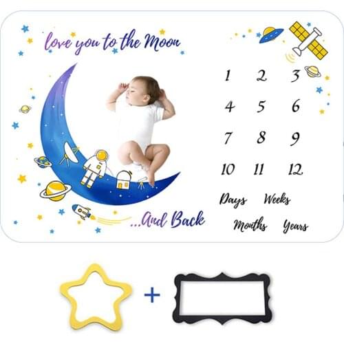 Newborn Photography Props Accessories 12 Monthly Baby Milestone Blanket Monthly Infant Blankets Flannel Background Blanket