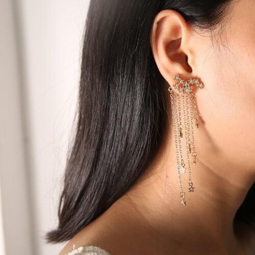 Long Metal Tassel Drop Earrings For Women 2020 New Arrival Dominated fashion Korean Sweet Star Dack Hanging exquisite Earrings