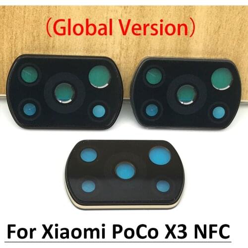 For Xiaomi POCO X3 NFC Global Version Rear Camera Glass Lens Cover With Frame Holder With Sticker Replacement Spare Parts