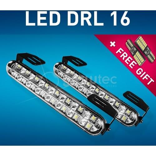 D-RL 16 - 2X 12V 16 LED Car Driving Day time Running Light Fog Lamp Bright White GLOWTEC