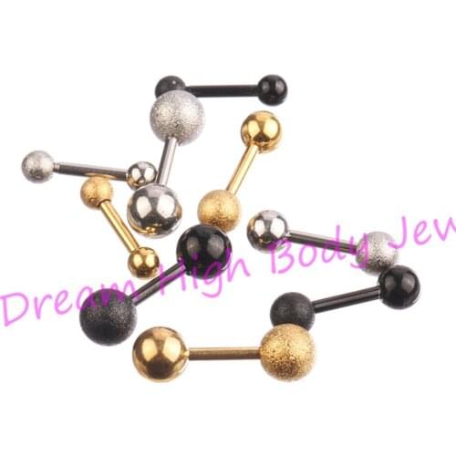 Golden Frosted Earring Ear bone nail Length 6mm Titanium Black SteelStud straight barbells Eyebrow Ball DH18