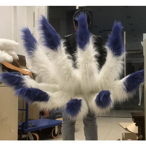 Game Azur Lane Shinano Tail White and Blue Tail 9 Pieces Fox Tails Cosplay Tails High-Quality Restore Character Accessories