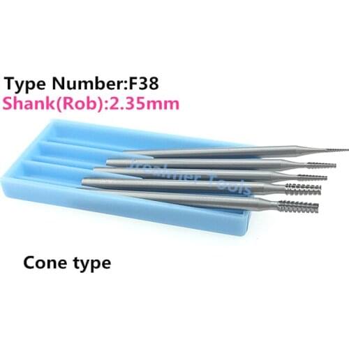 Jrealmer F38 6pcs/box 2.35mm shank 0.6 to 2.3mm Precision Tungsten Carbide Rotary Burrs Milling Cutter Rotary Tool