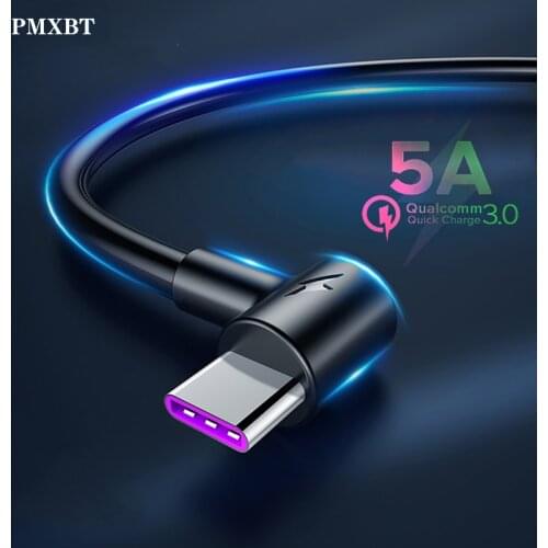 5A USB Type C Cable 1m 2m Fast Charging Type-C Kable for Huawei P30 P20 Mate 20 Pro Phone Supercharge QC3.0 USBC Super Charger
