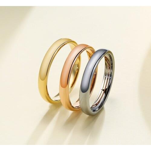 3mm Stacking Rings Female Jewelry Rose Gold Color Tungsten Carbide Elegant Party Tail Ring for Woman
