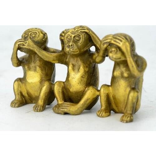 Collectibles Brass See Speak Hear No Evil 3 Monkey Small Statues