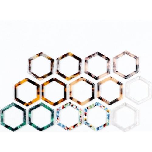 Leopard Print,Tortoise Shell Earring Charm,Acetate Acrylic,Hexagon Shaped,Boho,Earring Parts,Ohrringe finding,35.5X31.5mm-ACE266