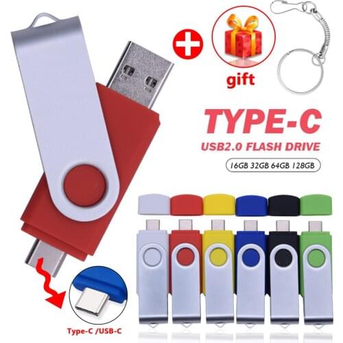 Fast Metal OTG Pendrive 2 IN 1 Type-c 64GB 128GB Usb Pen Driver 16GB 32GB Usb Flash Drive Type C Usb Flash 2.0 Memory Stick Gift