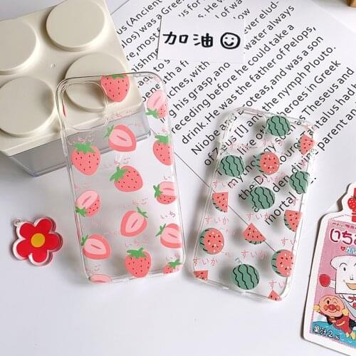 Summer Sweet fruit Watermelon Kawaii Phone Case For iPhone 12 11 Pro max XS Max XR 7 8 Plus 12 mini 7Plus Cute clear Soft Cover