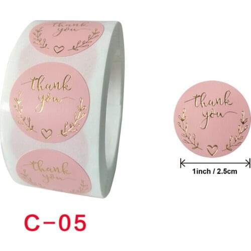 DIY Hand Account Thanks Sticker Pink 500Pcs/Roll Reward Sticker School Teacher Supplies Cards Decoration Round Shape