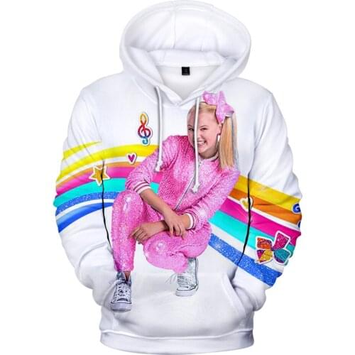 New 3D JOJO SIWA Hoodies Boys Girls Fashion Men Women Hot Autumn Hooded Sweatshirts Casual Hip Hop White Pullovers
