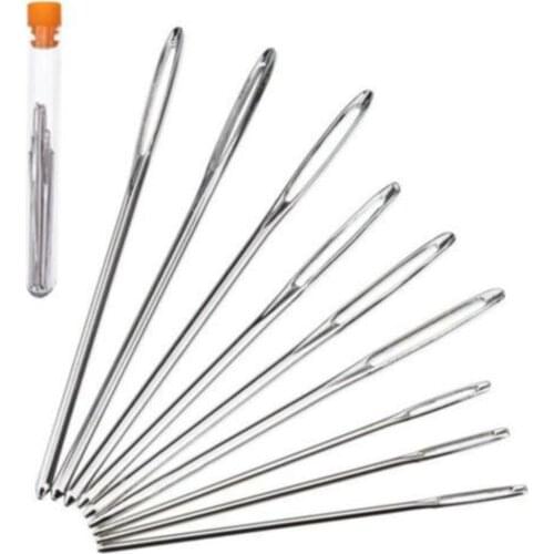 New 9PCS/Set Sewing Needles Large Eye Blunt Needles Leather Sewing Needle Embroidery Tapestry Hand Sewing Tools With Case