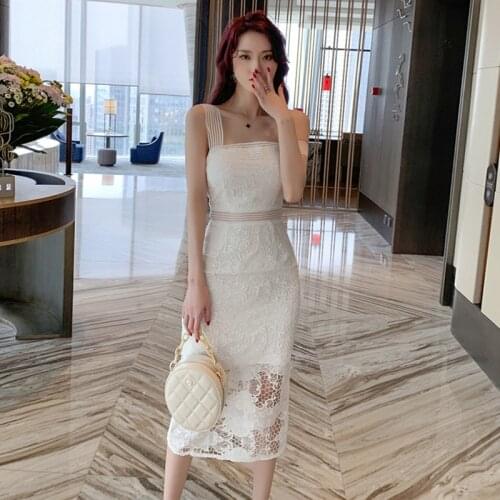 New arrival fashion korean party dress women elegant summer sexy one-shoulder lace perspective temperament OL pencil dress