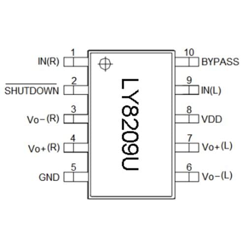 New original LY8209U Audio Amplifier Stereo Class D 2.5 to 5.5V Single-End BTL 3.3W×2/4Ω 10MSOP