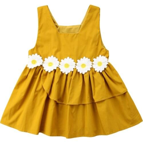 Kids Baby Flower Girl Princess 3D Floral Sleeveless Party Pageant Tulle Tutu Dress Size 0-3T