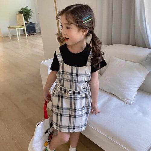 New Toddler Girls Sets Casual Short Sleeve T-shirt Strap Dress Baby Girl Clothes 2 3 4 5 6 Years Child Suits Summer High Quality