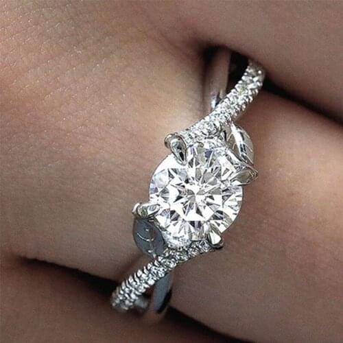 Simple Stylish Silver Color Rings Jewelry Accessories Fashion CZ Crystal Ring For Women Wedding Engagement Jewelry Ring