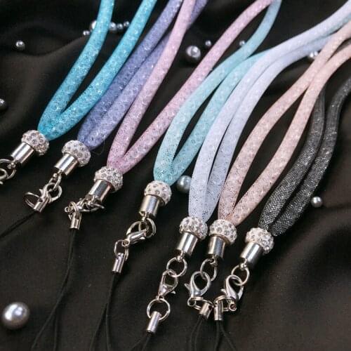Lanyard Strap Crystal Neck Strap for iPhone 7 Plus 8 X SE Cellphones Phone Cases Keys Necklaces Rhinestone Keychain