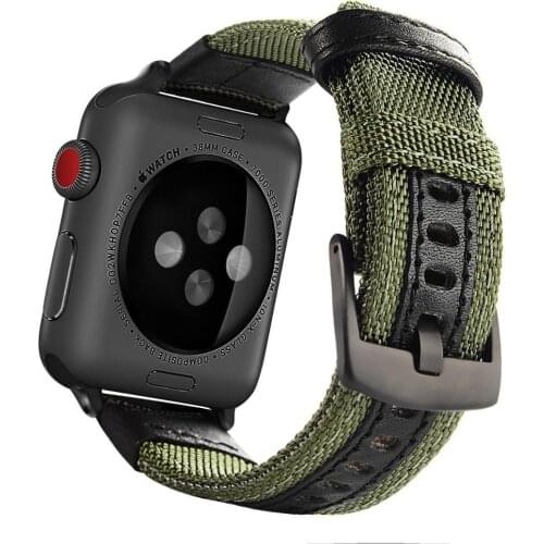 Woven nylon leather band for apple watch 4 3 2 1 42mm 38mm 40mm 44mm bracelet wrist belt strap for iwatch 4 bands 44mm 40mm