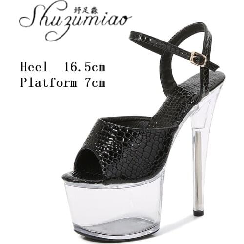 Sexy Ladies 2021 New 17 CM Crystal Show Transparent Platform Super High Heel Sandals Women Party Club Stripper Model Clear Shoes