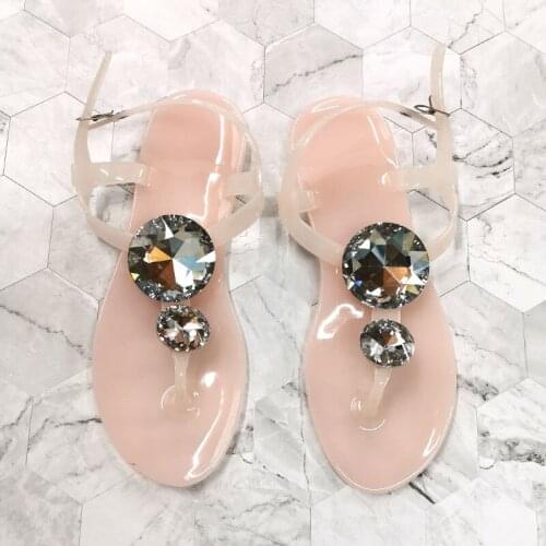 Transparent Woman Sandals Summer Big Diamond Shoes Lager Size 41 42 Women Sandal Female Crystal Beach Slippers Jelly Shoes