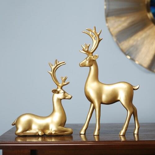 Nordic Art Golden Deer Crafts Decoration Modern Minimalist Living Room Porch Wine Cabinet TV Cabinetmodel Roomoffice Furnishings