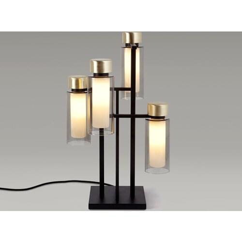 LED Luxury Copper Table Lamp Living Room Bedroom Bedside Postmodern Simple Fixtures Creative Designer Decor Glass Table Lights