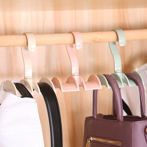 Rotated Storage Rack Bag Hanger Without Punch Clothes Plastic Rack Creative Tie Coat Closet Hanger Wardrobe Organizer