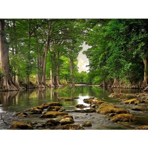 YNX new 5D diamond painting round diamond landscape cross stitch hanging picture square diamond DIY forest river diamond paintin