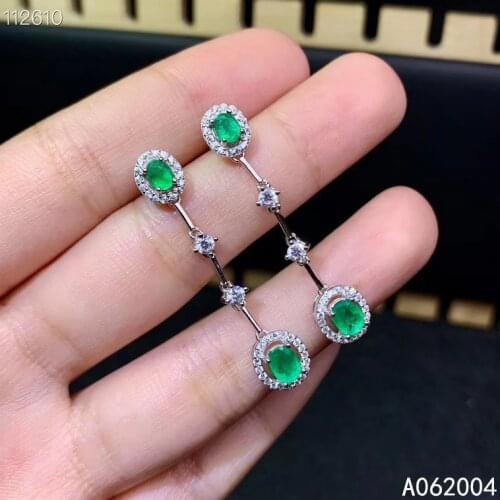 KJJEAXCMY Fine Jewelry 925 Sterling Silver Inlaid Natural Gemstone Emerald Female Earrings Eardrop Trendy Support Detection