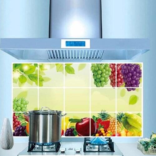 1 Roll Kitchen High-temperature Oilproof Removable Grape Pattern Vine Self Adhesive Wall Sticker Art Decor Home Decal