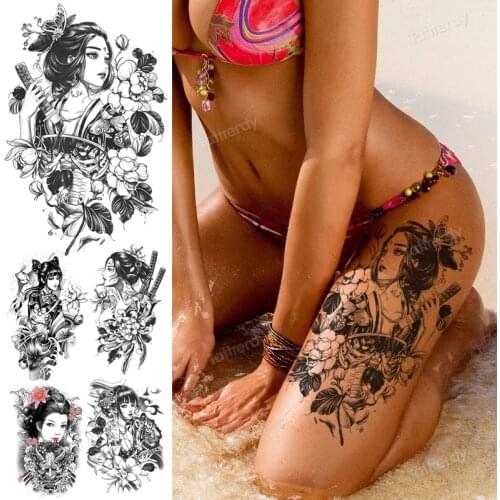 1PC Summer Style Men Women Body Art Fake Tattoo Sticker Geisha Animal Japanese Waterproof Temporary Tattoo Arm Sleeve Thigh Leg