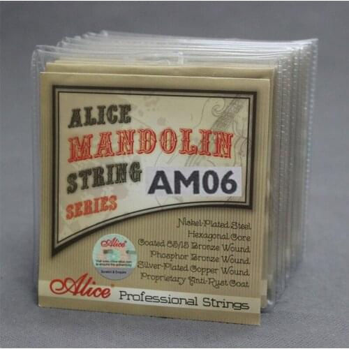 10 Sets Alice AM06 85/15 Bronze Wound Loop End Mandolin Strings Light, 10-34